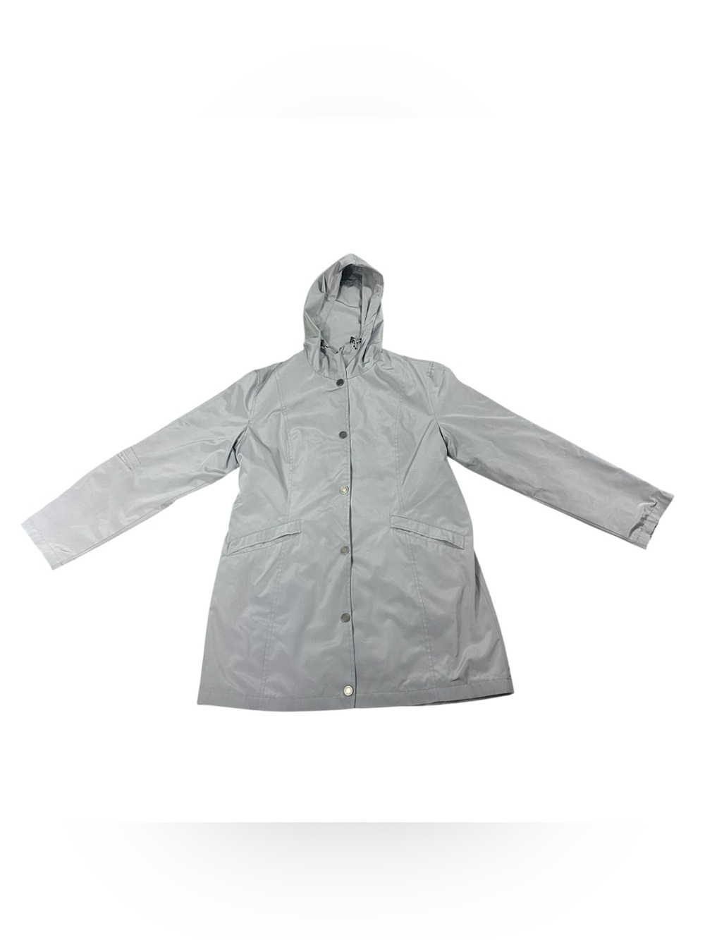 Weather Tamer Women’s Medium Gray Hooded Raincoat Trench Coat Lined